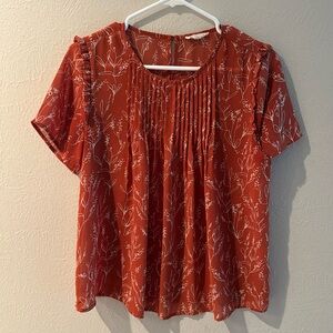 Bohme Orange Floral Blouse size Small